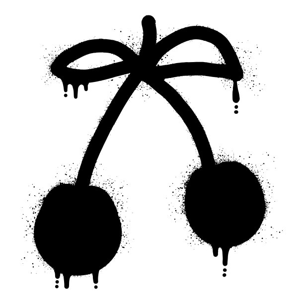 樱桃水果涂鸦用黑色喷漆图片下载