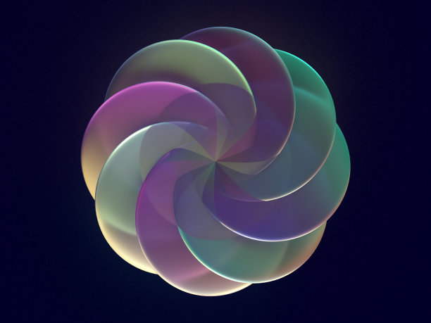 彩色水晶玻璃几何图案的三维插图图片下载