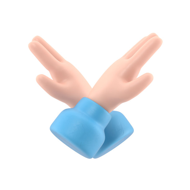 双手交叉的手势。双臂交叉的拒绝表情。消极的象征。停止的迹象。说不。防御或限制。3D插图平面设计。孤立在白色背景上。图片下载