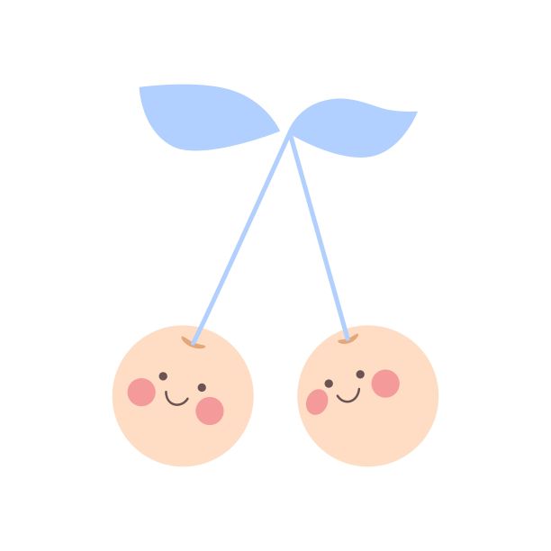 树枝上的一对樱桃，带着柔软的桃色的笑脸。图片下载
