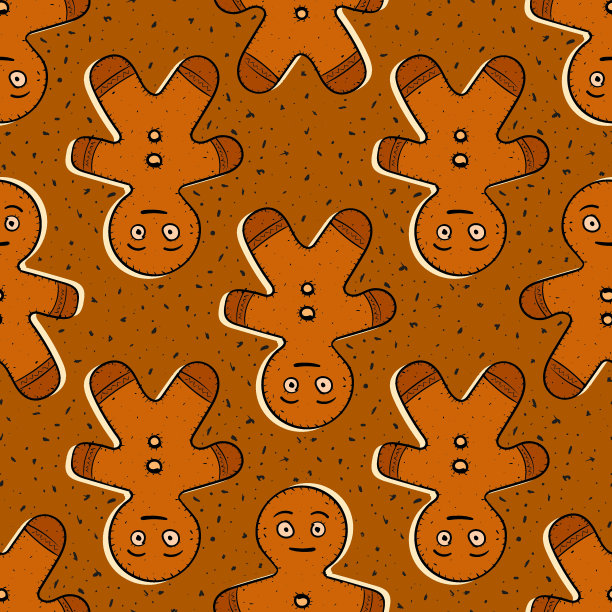 无缝重复图案的姜饼人的数字图片下载