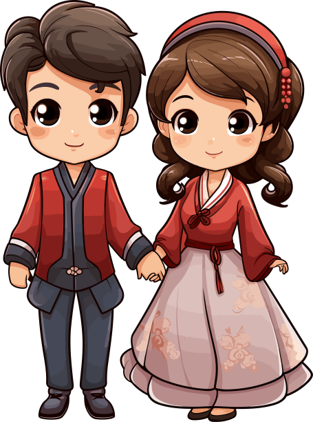 中国夫妇手绘漫画中国夫妇图片下载