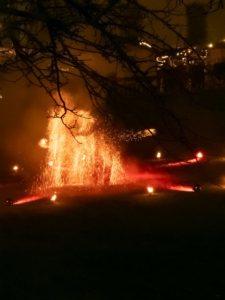 火焰表演艺术家在黑暗中图片下载