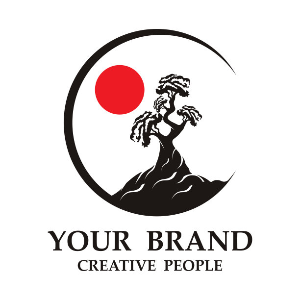 盆景标志模板矢量插图设计图片下载