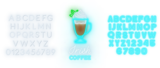 砖墙上的爱尔兰咖啡鸡尾酒霓虹灯图片下载