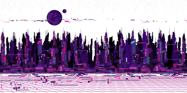 抽象的未来科幻网络空间城市图片下载