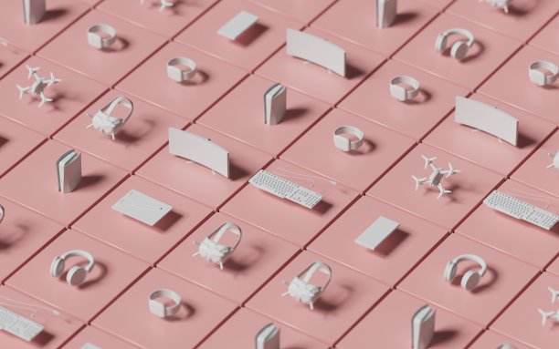 多维数据集上多个游戏、移动、智能设备的概念图像图片下载