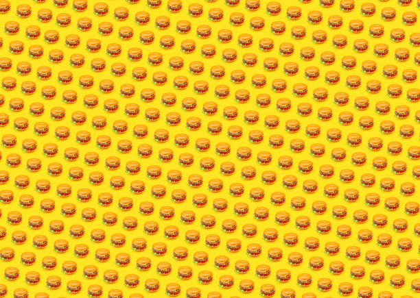 无缝图案汉堡孤立在一个黄色的背景图片下载