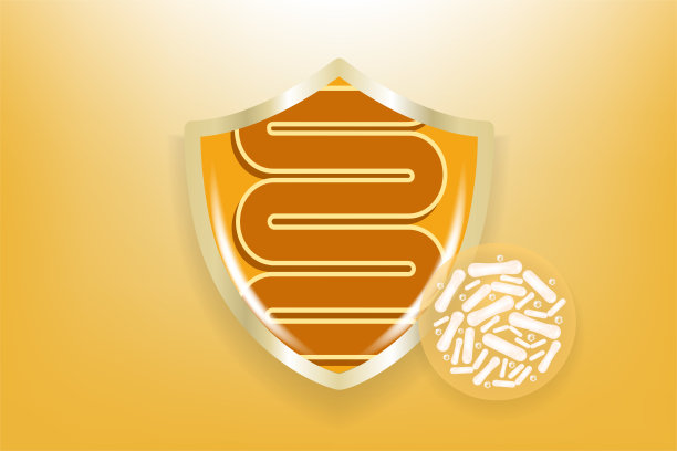 黄金益生菌广告概念与化妆品广告背景准备使用插图向量。图片下载