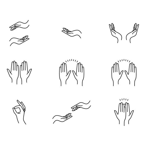 手势图标集。轮廓图标。可编辑的中风。图片下载