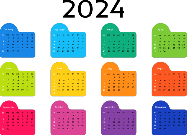 2024年的日历被隔离在白色背景上图片下载