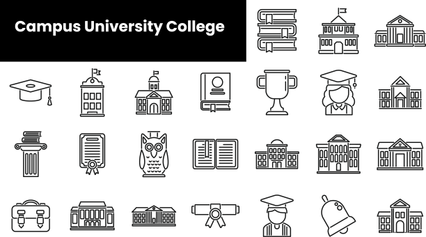一套概述校园大学学院的图标图片下载