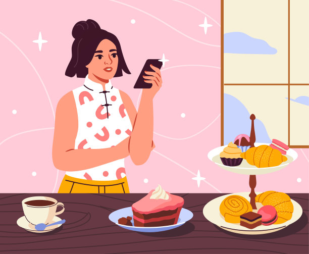 女人与食物照片矢量图片下载