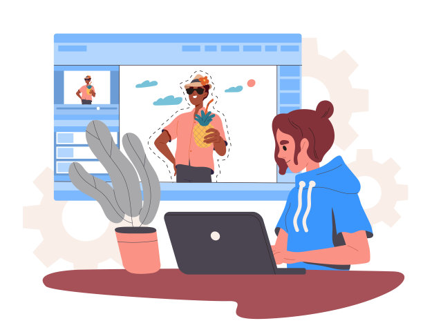 女孩处理照片矢量概念图片下载