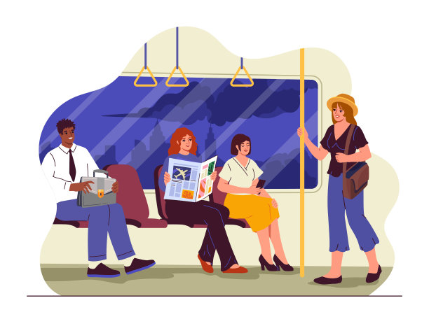 幸福的人在地铁矢量图片下载