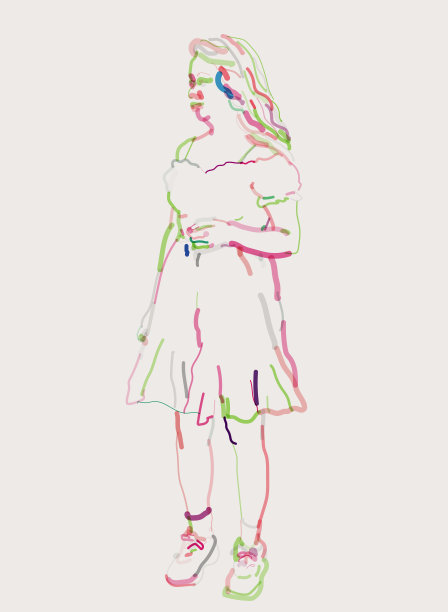 时尚水彩年轻女性连衣裙肖像图案图片下载