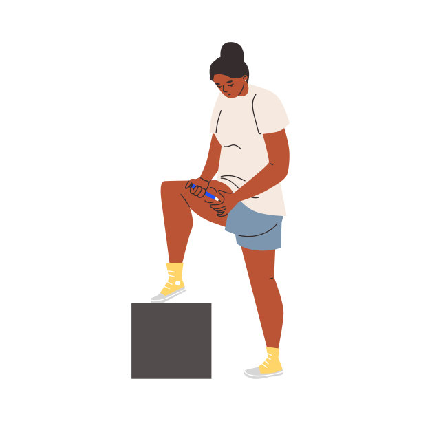 妇女应用注射至大腿或腿部，治疗糖尿病或硬化症，载体药物自行注射图片下载