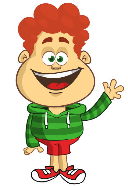 挥手微笑的可爱年轻男孩矢量卡通插画，青少年穿着休闲街头服装图片下载