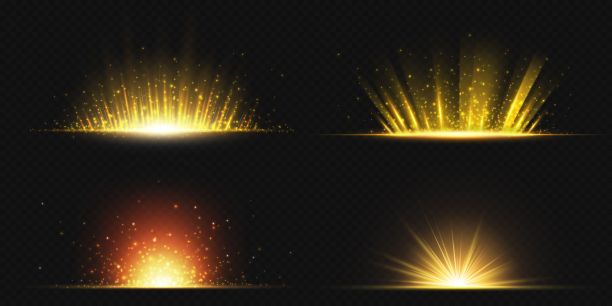 金色爆炸太阳光线的矢量辉光效果图片下载
