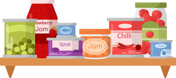 罐头_食品_在架子上_食品_在_铝_can图片下载
