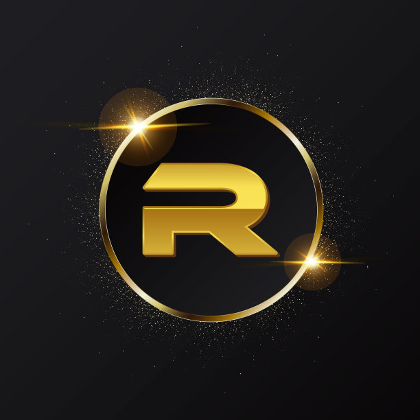 金色R字母标志，圆形字母R标志设计，补丁，字母组合，首字母标志，标志和符号，金色金属铬大写R字母图片下载