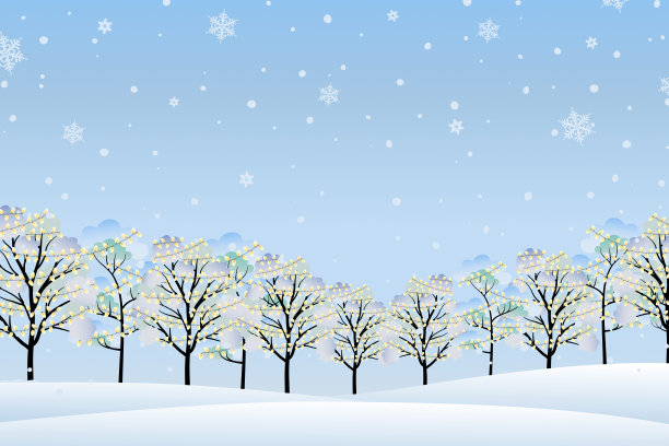 圣诞冬雪景观背景松树。矢量插图。圣诞冬季景观与3D逼真的雪背景图片下载