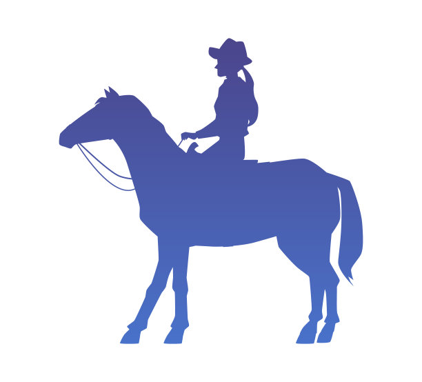 女牛仔骑马的剪影。图片下载