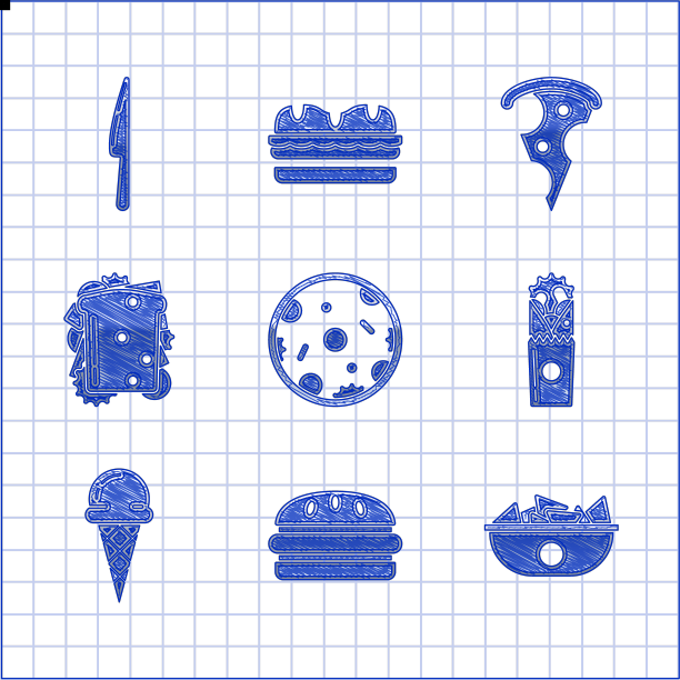 将披萨汉堡玉米片放入烤串冰块中图片下载