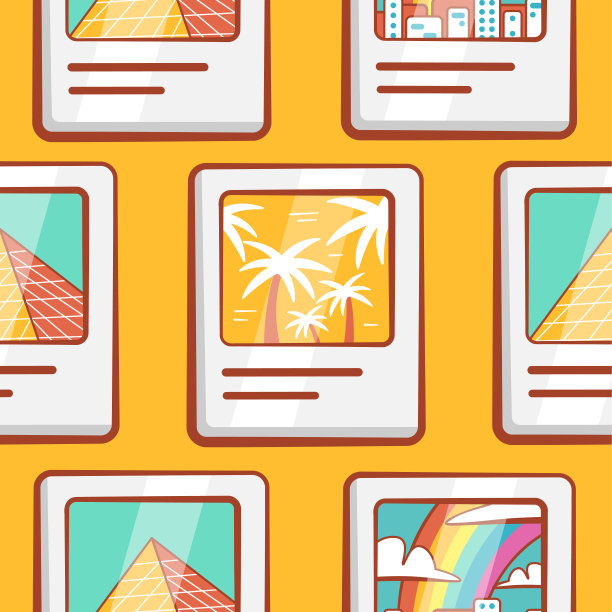 矢量模式的旅行照片在一个可爱的卡通风格。图片下载