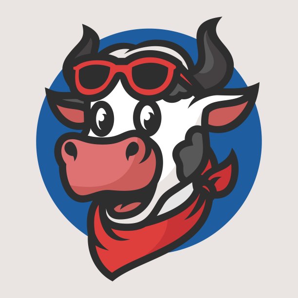 矢量插图奶牛吉祥物卡通风格。图片下载