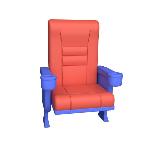 白色背景的红色电影椅。娱乐的概念。三维渲染图片下载