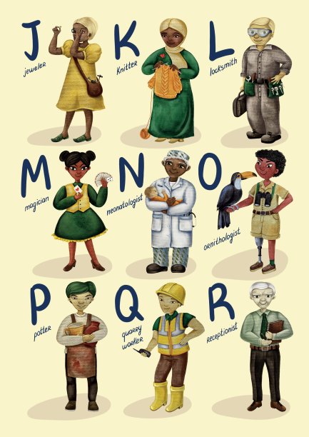 英语字母职业海报2024。字母J - R图片下载