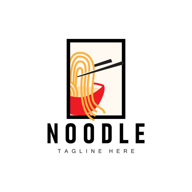 拉面标志简单的面条和碗的设计灵感中国食品模板插图图片下载