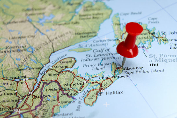 格莱斯湾，新斯科舍省，加拿大别针在地图上图片下载