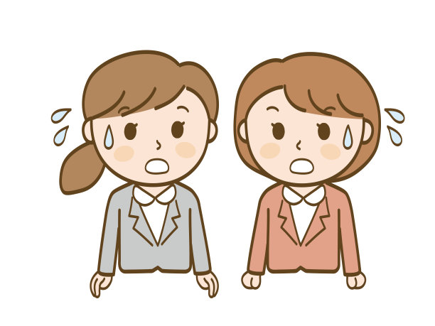 一组两个穿着西装的女办公室职员，她们很着急图片下载