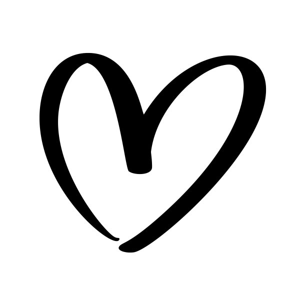 爱心矢量黑色心形框架与画笔绘画图标。手绘情人节标志。装饰贺卡，婚礼，杯子，照片重叠，t恤印刷，传单，海报设计图片下载