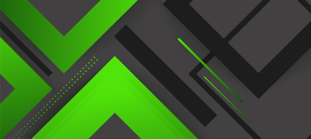 抽象的绿色剪纸在深黑色的背景与空白的空间设计。现代未来主义背景图片下载