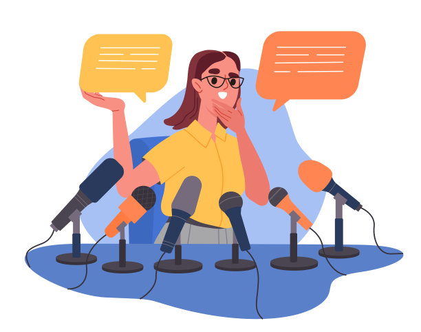 女孩给出采访矢量概念图片下载
