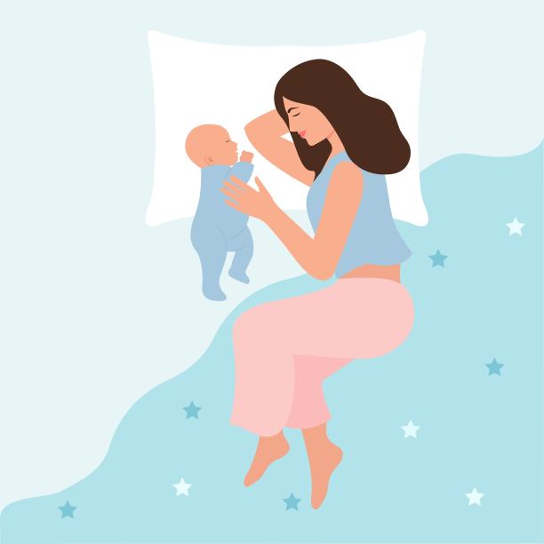 母亲和刚出生的婴儿睡在一起图片下载