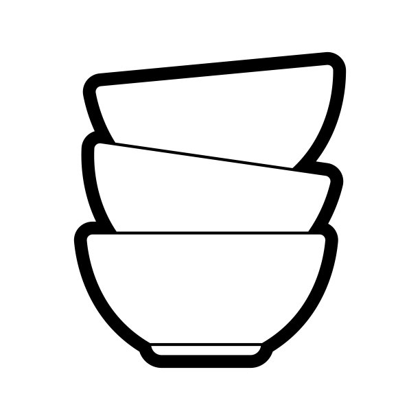 一叠碗的插图。风格化的厨房用具。图片下载