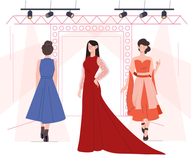 模特时装展示矢量概念图片下载