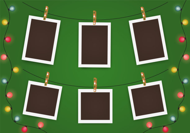 圣诞空相框模型。新年现实剪贴簿。空白框架图片模板图片下载