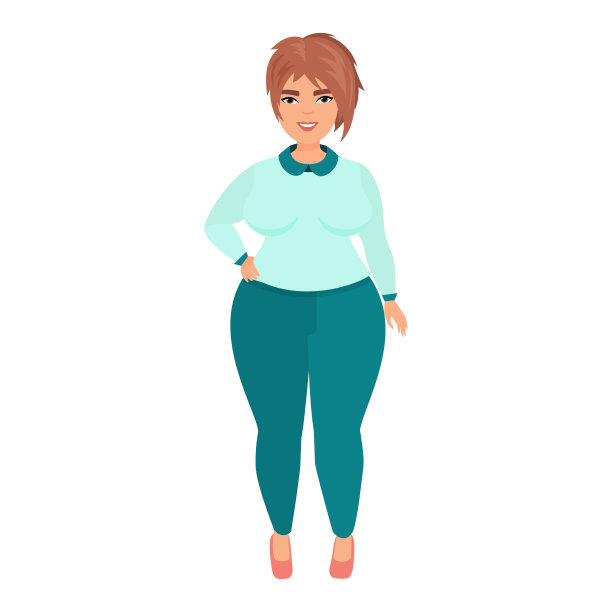 加码美女短发站在自信的姿势图片下载