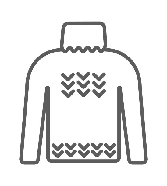 针织冬季服装图标集。针织服装，针织样细线保暖毛织品。帽子、围巾、连指手套、马甲、格纹等手工针织服装图片下载