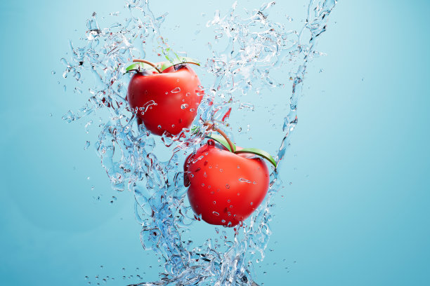 3D渲染水果和水的图片图片下载