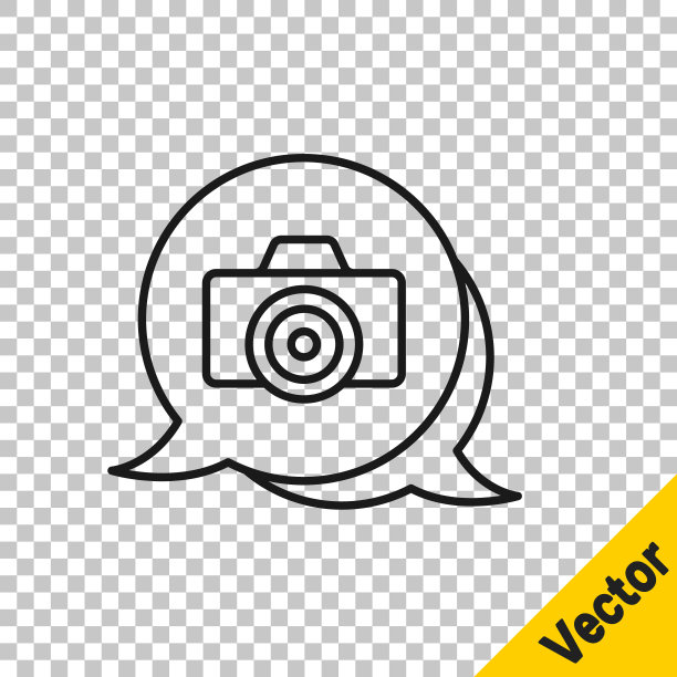 黑线照片相机图标隔离在透明的背景。与相机。数码摄影。向量图片下载