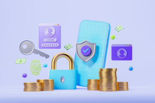 智能手机有盾锁和一堆钱，在线安全图片下载