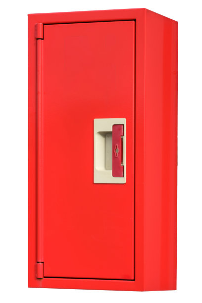 红色灭火器盒孤立在白色背景剪辑路径上图片下载