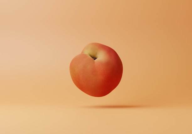 3D桃水果在平原的背景图片下载