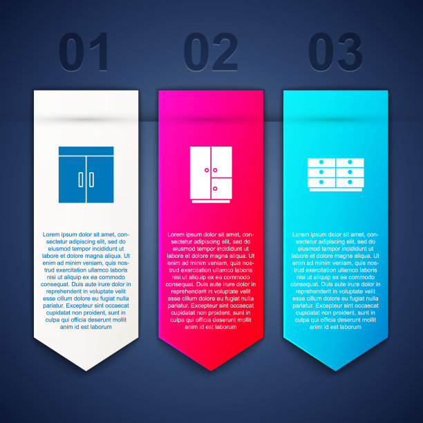 设置衣柜和五斗橱。业务信息图表模板。向量图片下载